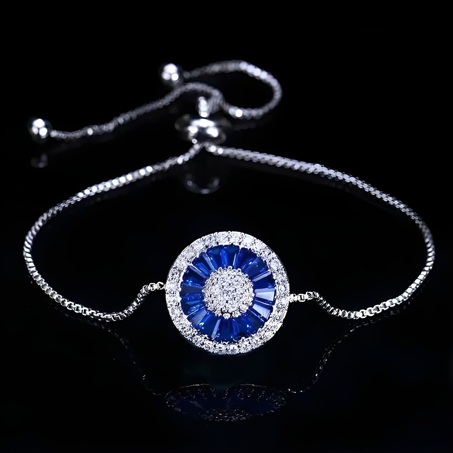 Luxury Silver-Plated Cubic Zirconia Slider Bracelet