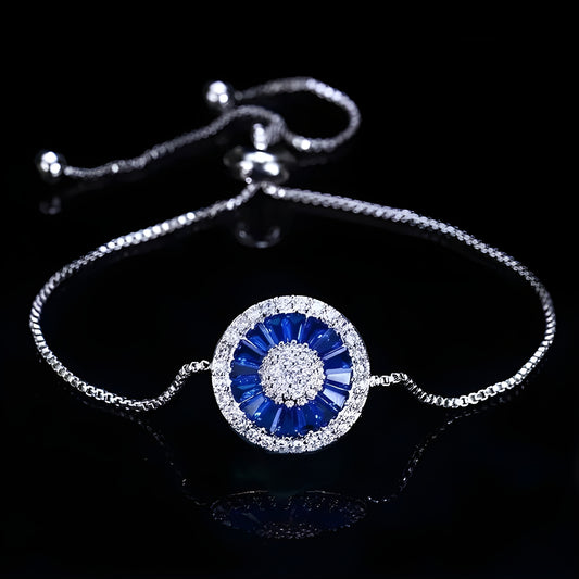 Luxury Silver-Plated Cubic Zirconia Slider Bracelet