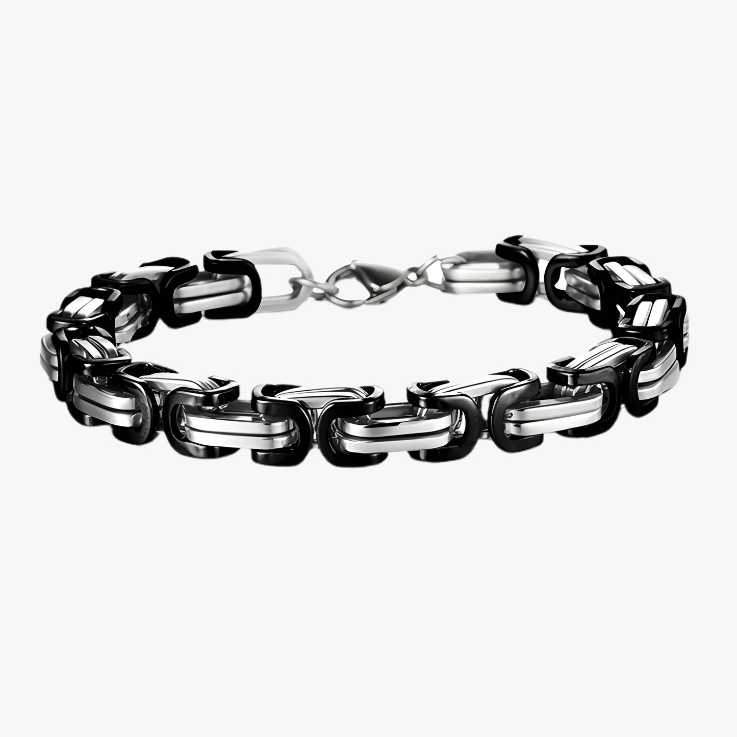 Men’s Stainless Steel Black & Silver Chain Bracelet