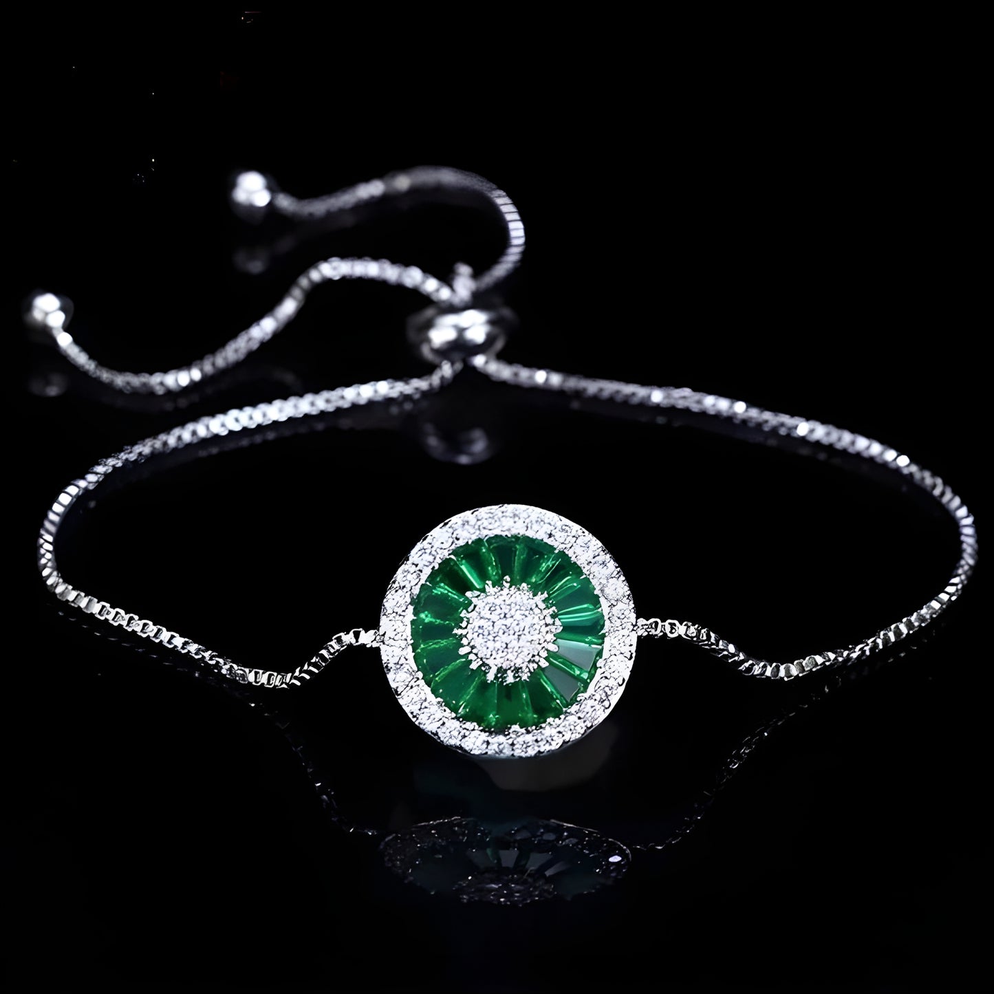 Luxury Silver-Plated Cubic Zirconia Slider Bracelet