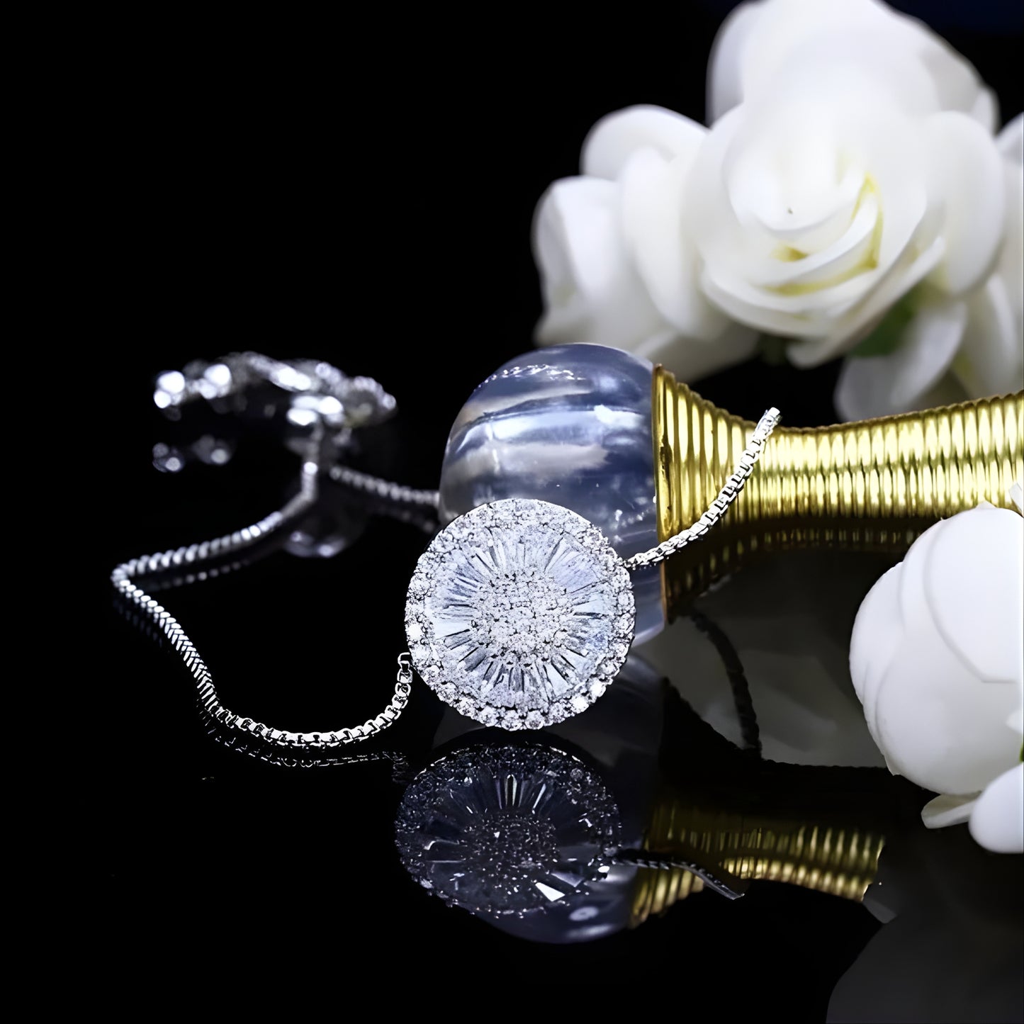 Luxury Silver-Plated Cubic Zirconia Slider Bracelet