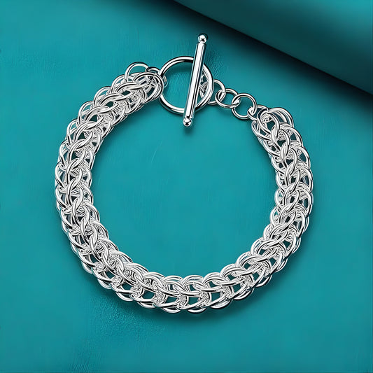 925 Sterling Silver Multi-Circle Chain Link Bracelet