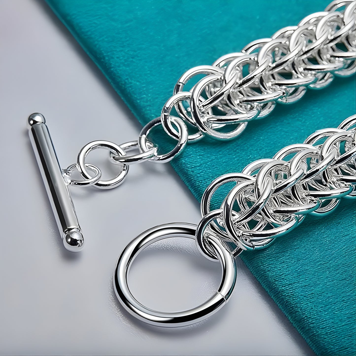 925 Sterling Silver Multi-Circle Chain Link Bracelet