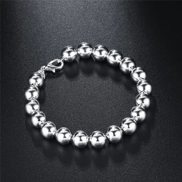 925 Sterling Silver Hollow Ball Beaded Bracelet