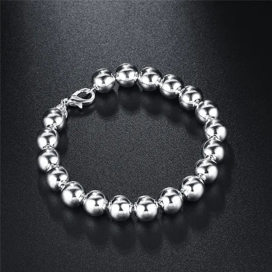 925 Sterling Silver Hollow Ball Beaded Bracelet