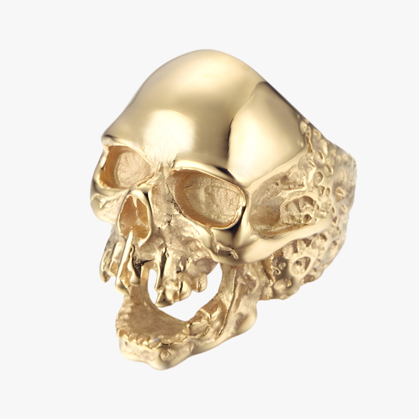 Men’s Titanium Gold Skeleton Skull Ring